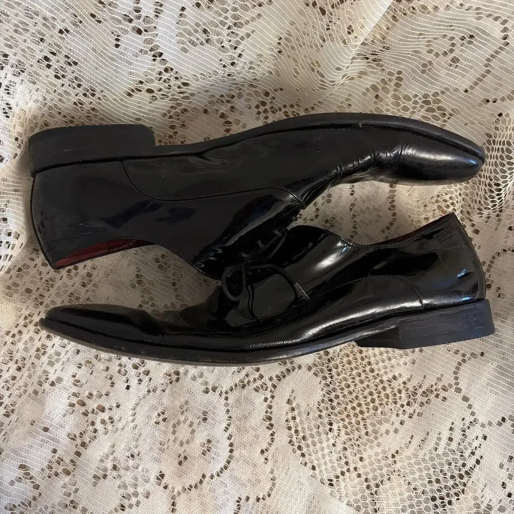 Hugo Boss Vero Cuoio Men's US 13 Black Leather Oxford Dress Shoes